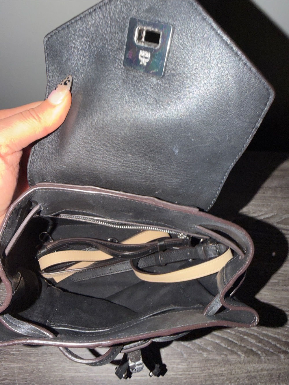 MCM Black Leather Monogram Crossbody Backpack - Picture 4 of 4